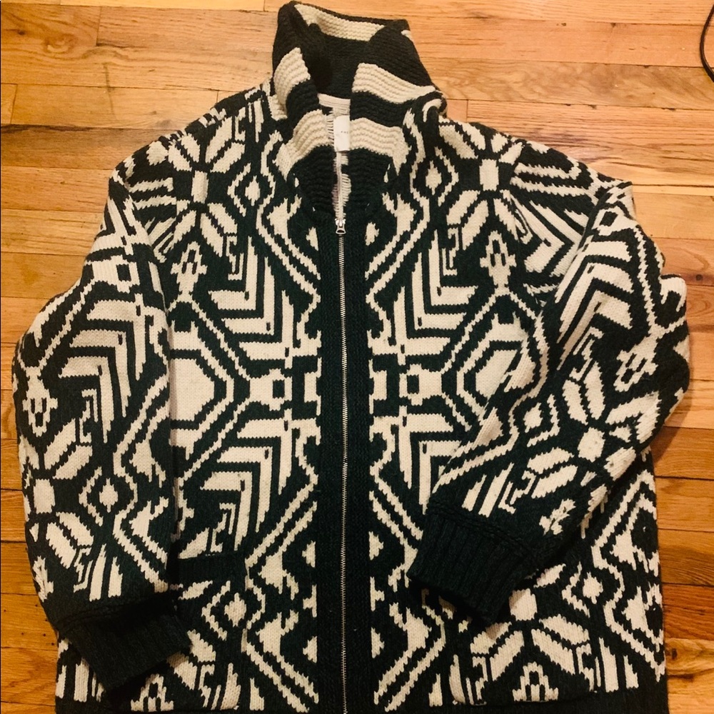 Green shawl cardigan zip up